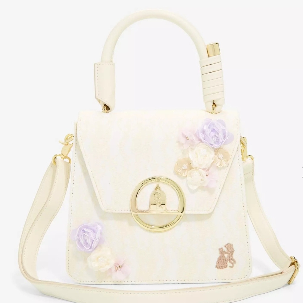 Chic Cream Floral Crossbody Bag